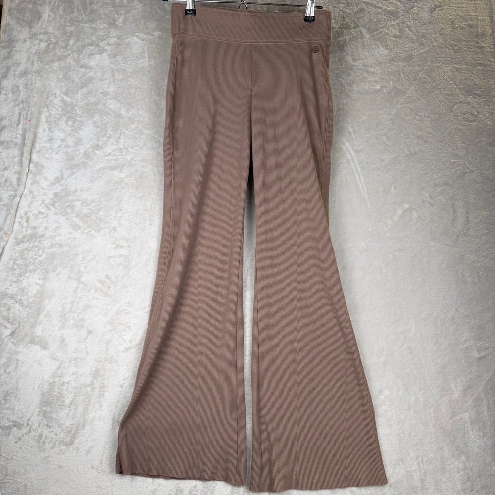 Gilly Hicks Womens Brown Waffle Flare Leg Sleep Lounge Pants Small High Rise‎